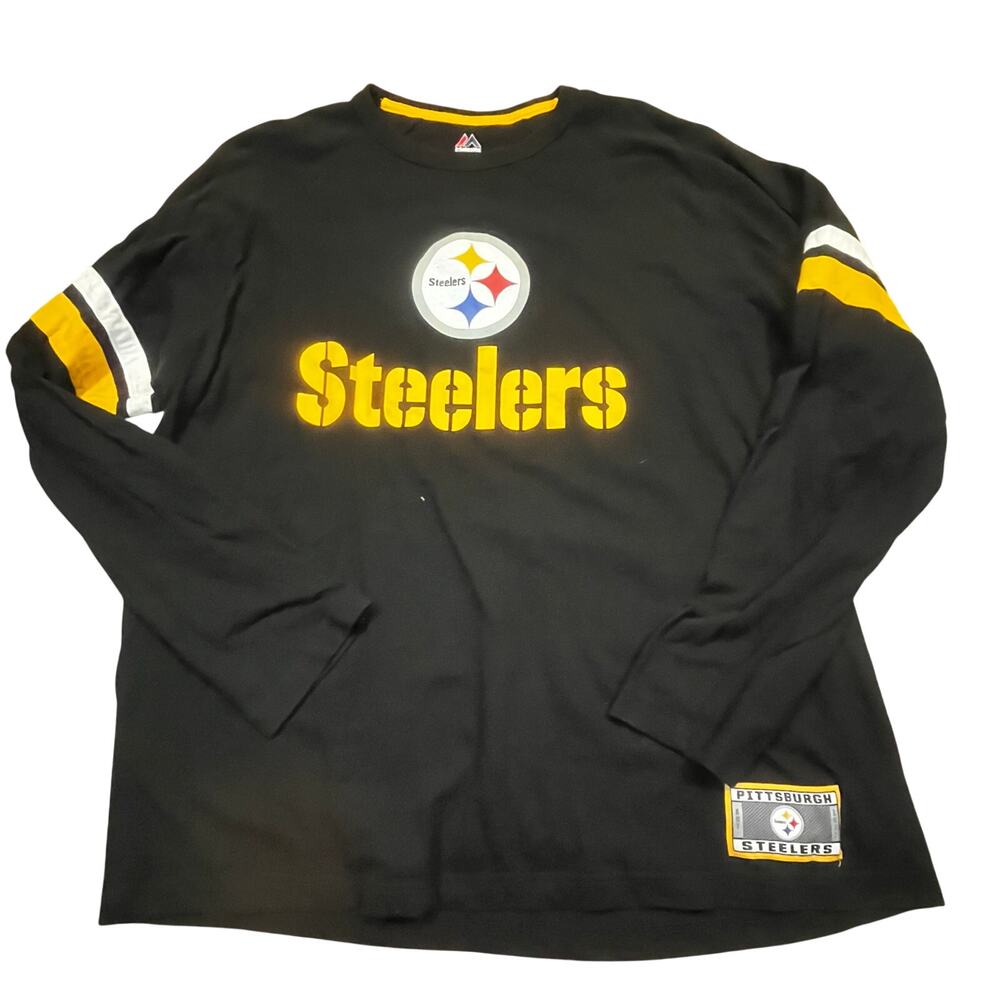 Majestic‎ Pittsburgh Steelers Long Sleeve Shirt Men 2XL  NFL Football Logo Black